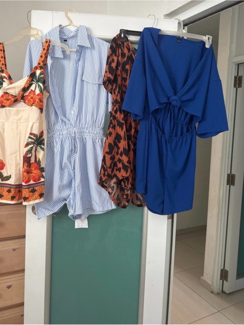 SHEIN Royal Blue Knot-Front Romper